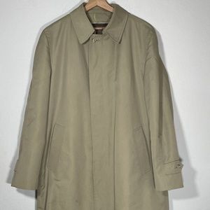 Vintage London Fog Maincoats Beige Lined Long Trench Men Overcoat Size 42 Long